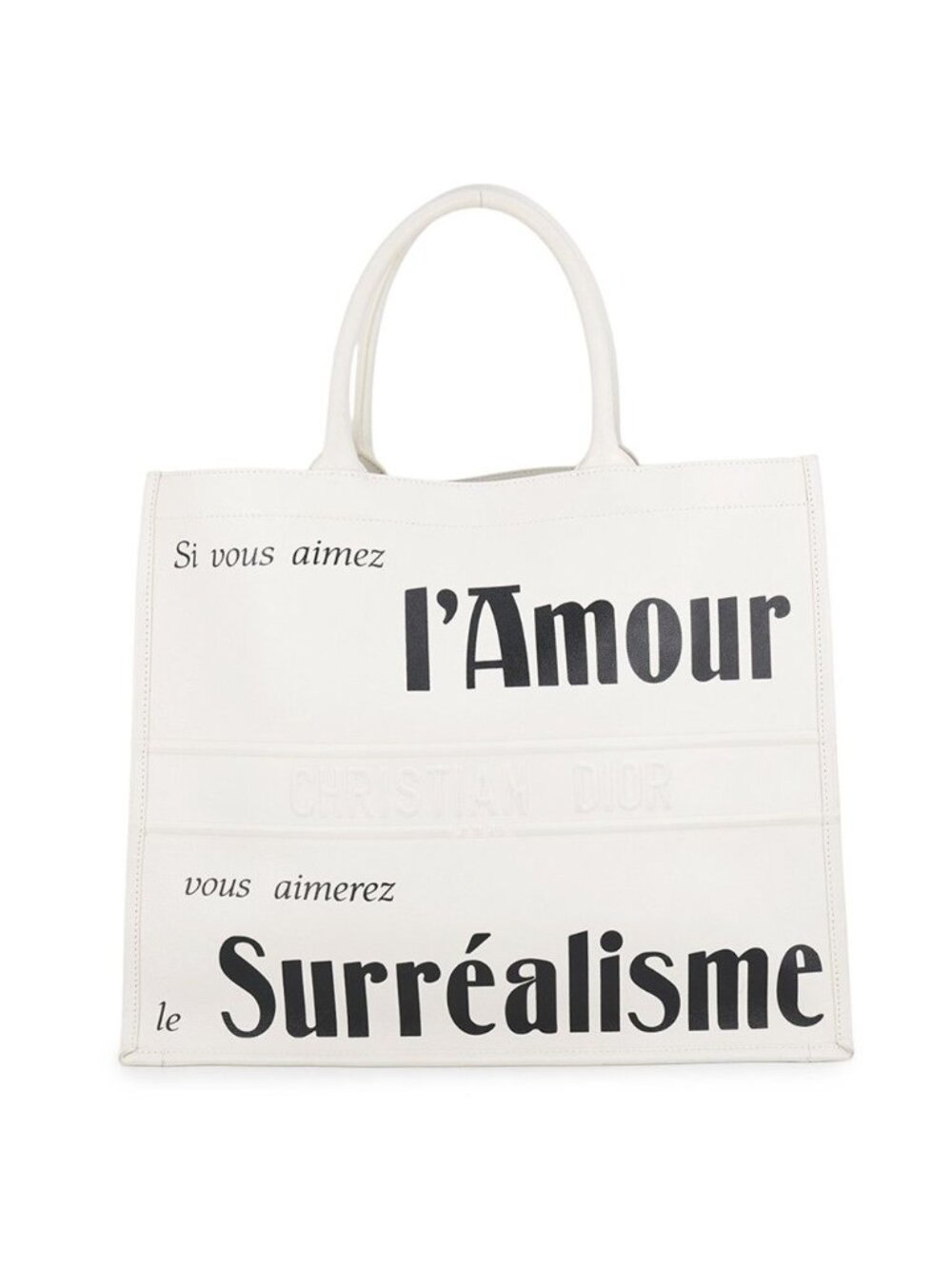 Dior Tote Bag Book Large Leather White